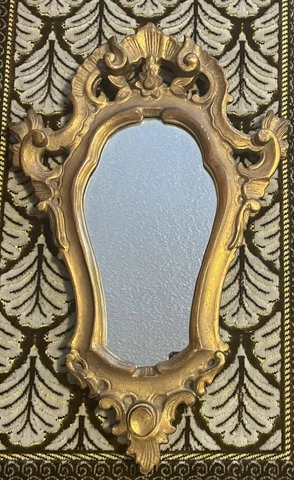 Retro Italian Mid Century Modern BORGHESE Ornate Gold Rococo Accent Mirror Cover