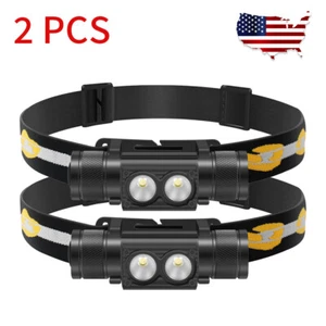 2X LED Headlamp Rechargeable Head Lamp Torch Headlight Light Flashlight Camping - Picture 1 of 21
