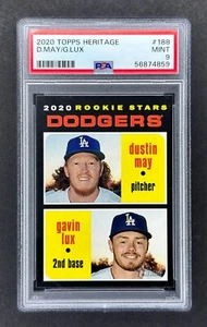 2020 Topps Heritage #188 Dodgers Rookies: Dustin May & Gavin Lux PSA 9 MINT - Picture 1 of 2