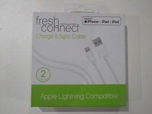 Fresh Connect Apple Lightning Compatible Charge/Sync Cable MFI Certified 2m Wht - Picture 1 of 3