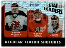 2007-08 O-Pee-Chee Stat Leaders Martin Brodeur/Dominik Hasek/Miikka Kiprusoff