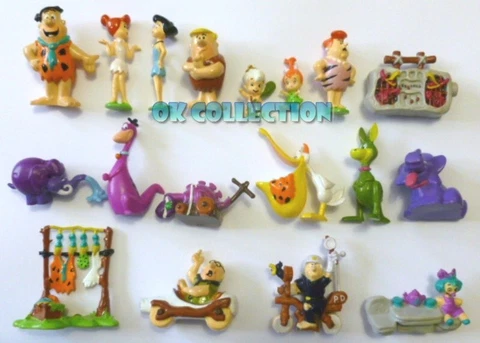 Rare Set n°18 Mini Plastic Figures THE FLINTSTONES (by Parmalat Italy) Cover