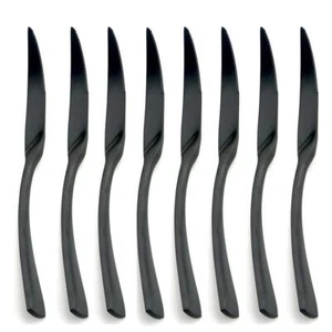 JASHII 18/10 Stainless Steel 8 Piece Matte Black Steak Knife Black Utensil Set - Picture 1 of 5
