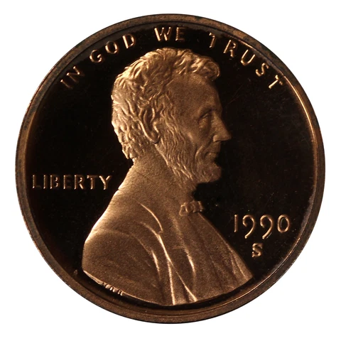 1990 -S Lincoln Memorial Cent Gem Proof Single Coin Cover