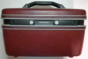 Vtg Samsonite 3600 Beauty Train Case Makeup Hardshell Luggage Maroon W/ Keys - Picture 1 of 18