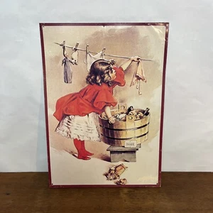 Ivory Soap Girl Washing "A Busy Day" Maud Humphrey Tin Metal Sign 12" x 17" - Picture 1 of 8