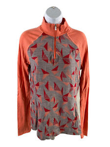 Smartwool Women's Gray/Orange Merino 250 1/4 Zip Pullover Sweater - L