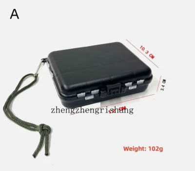 Cajas de aparejos de pesca pequeñas negras caja de aparejos para almacenamiento aparejos de pesca al aire libre Foto 1 de 4