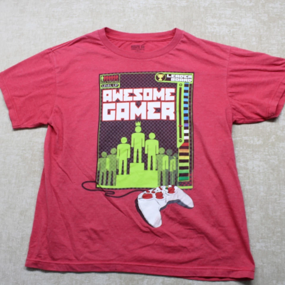 Camiseta Top Route 66 Jóvenes Niños Grande 10/12 Impresionante Gamer Roja Manga Corta Foto 1 de 4