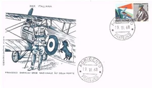 Busta Primo Giorno Fdc Italia 1968 Francesco Baracca 50° Morte - Imagen 1 de 4