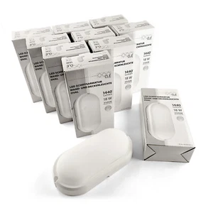 10 x LED Kellerleuchte aus Kuststoff OVAL 18W 3500K IP54 1440lm Decke Wand - Bild 1 von 3