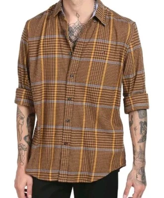 Camisa Tommy Hilfiger flanela preta grande Preppy Academia marrom xadrez nova com etiquetas - Imagem 1 de 4