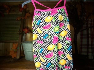 WONDER NATION GIRLS FRUIT THEME ONE PIECE SWIM SUIT WATERMELON STRAWBERRY M 7-8 - Picture 1 of 1