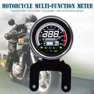 Universal Motorrad Tachometer LCD Digital Drehzahlmesser Kilometerzähler+ Sensor - Bild 1 von 10