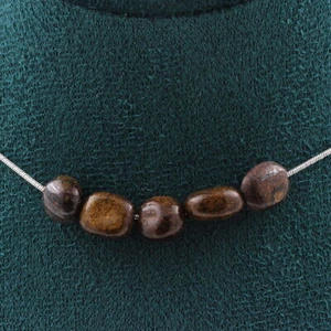 Necklace 5 Beads Bronzite of The Brazil. Chain Stainless Steel Necklace Women - Picture 1 of 6
