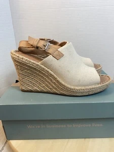 Toms MONICA Women’s Natural Oxford Espadrille Wedge Sandal Size 9 - Picture 1 of 8