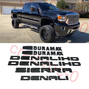 6PCS NEW 11-19 Matte Black GMC Sierra Denali Duramax 2500HD 3500HD Badges Emblem - Picture 1 of 4
