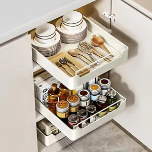 Pull Out Cabinet Organizer Fixed With Adhesive Nano Film Heavy Duty Slide Out Pa - Picture 1 of 7