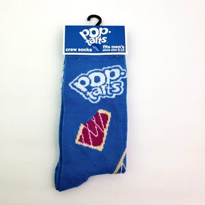 Pop Tarts Mens Size 6-12 Blue Fun Graphic Novelty Crew Socks 1 Pack - Picture 1 of 4