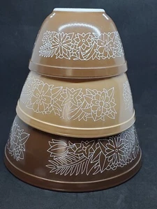 Vintage Pyrex Woodland Braun Rührschüsseln 3er Set - Bild 1 von 8