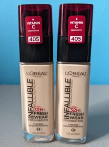 LOREAL Infallible 24hr Fresh Wear Foundation 405 Porcelain 1oz Ea 2-PACK - Picture 1 of 1