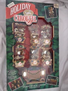 Vtg Mr Christmas Holiday Carousel Light Musical 6 Horses Circus Organ w/ Box  F1 - Picture 1 of 22