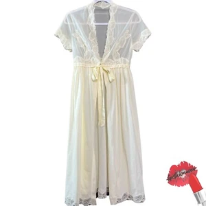 Vintage Luxite Kayser Robe Chiffon Women Sheer Ivory Nylon Feminine - Picture 1 of 18