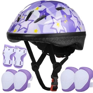 Kids Adjustable Helmet for Kids 3-8 Yrs Old Skating Skateboard-(Purple Star) - Picture 1 of 7