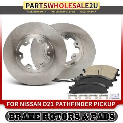 Front Disc Brake Rotors + Ceramic Brake Pads for Nissan D21 Pathfinder Frontier - Image 1 of 4