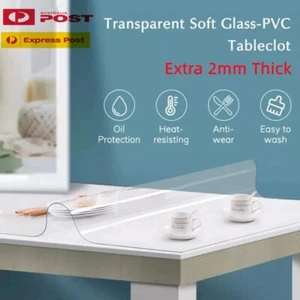 Extra 2MM Thick Clear PVC Tablecloth Protector Heat Resistant Crystal Plate Cove - Picture 1 of 11