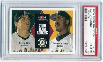 Tarjeta de novato Fleer Tradition 2000 actualización #U92 Barry Zito PSA 10 Oakland Athletics Foto 1 de 2