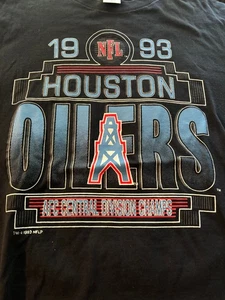Houston OIlers Vintage 1993 t shirt NFL Earl Campbell design L belton NFL rara - Foto 1 di 3