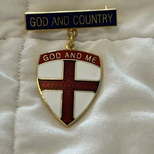 Vintage God and Country God And Me Boy Scouts of America BSA Pin Shield - Picture 1 of 2