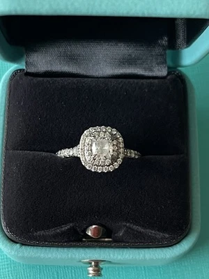 Tiffany & Co Soleste Diamond Engagement Cushion Cut Ring PT950 Band Certificate - Image 1 of 4