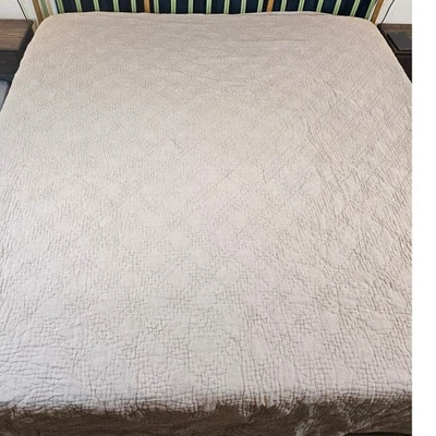 Herrajes de restauración acolchado a mano lino belga cobertor king Foto 1 de 4