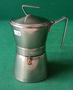 RARISSIMA CAFFETTIERA AIDI EXPRESS ERRE DUE 3 TAZZE INOX 18/10 VINTAGE. CJ78 - Picture 1 of 9