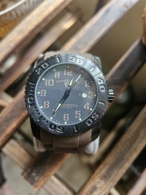 Reloj Swiss Legend Commander 46 mm 660 pies negro marrón brillante Saphitek difícil de encontrar para hombre Foto 1 de 4