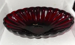 Vintage Anchor Hocking Royal Ruby Red Ribben Console Rachel MCM - Picture 1 of 6