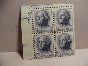 SCOTT STAMP # 1213 GEORGE WASHINGTON 5 CENT PLATE BLOCK - MNH - Picture 1 of 1