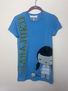 Harajuku Lovers Graphic Print T-Shirt Size Small Blue - Picture 1 of 5