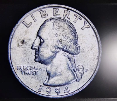Washington Quarter 1994 cabeza con púas troquel grietas OBV y REV error Foto 1 de 4