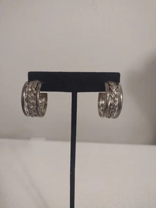 Vintage Sterling Silver Braided Woven Hoop Earrings Pierced 12.5 grams - Picture 1 of 6