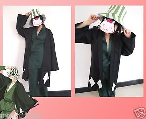 Japanese anime Animation Bleach Urahara Kisuke Cosplay Costume with hat