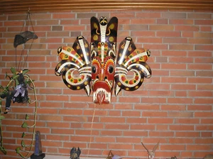 masken afrikanische holz mit Beleuchtung und langes Kabel - Bild 1 von 2