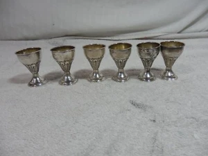 VTG  SILVER  Lot of  6  CUPS  JIGGER TUMBLER GOBLET VODKA SHOT - Picture 1 of 11