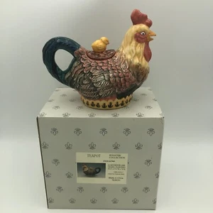 CBK Ceramic Rooster Tea Pot Tile Accent Rare Beak Spout With Original Box -357- - Picture 1 of 11