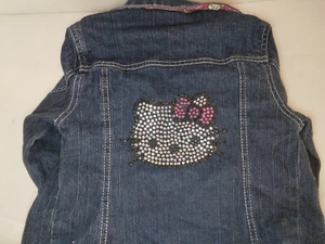 Sanrio Princess Hello Kitty Jean Jacket Denim Rhinestone Glitter Girls Size 5 - Picture 1 of 8