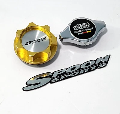 GOLD ALUMINUM OIL FILLER CAP & RADIATOR CAP MIUGEN FOR HONDA CIVIC SPOON EX EXL - Image 1 of 4