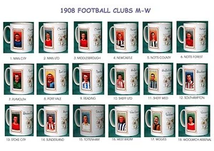 FOOTBALL 1908.CLUBS M-W.. MUGS.18 DESIGNS.NEW.BNIB - Picture 1 of 19