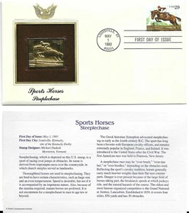 Sports Horses-Steeplechase-1st day issue-Golden Replica - Picture 1 of 1